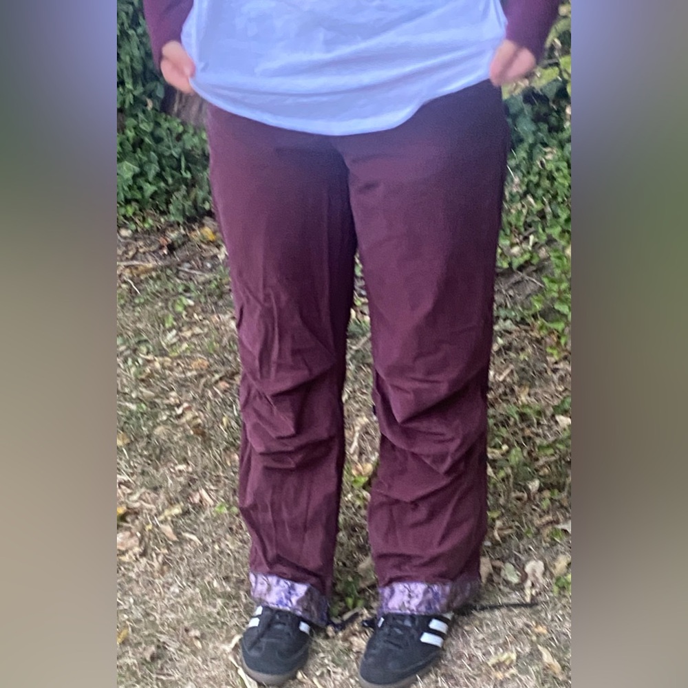 vintage abercrombie y2k burgundy Low rise adjustable wide leg pants sz.xs